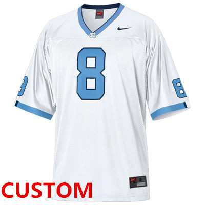 Men%27s North Carolina Tar Heels (UNC) Customized Nike Football Replica Jersey - White